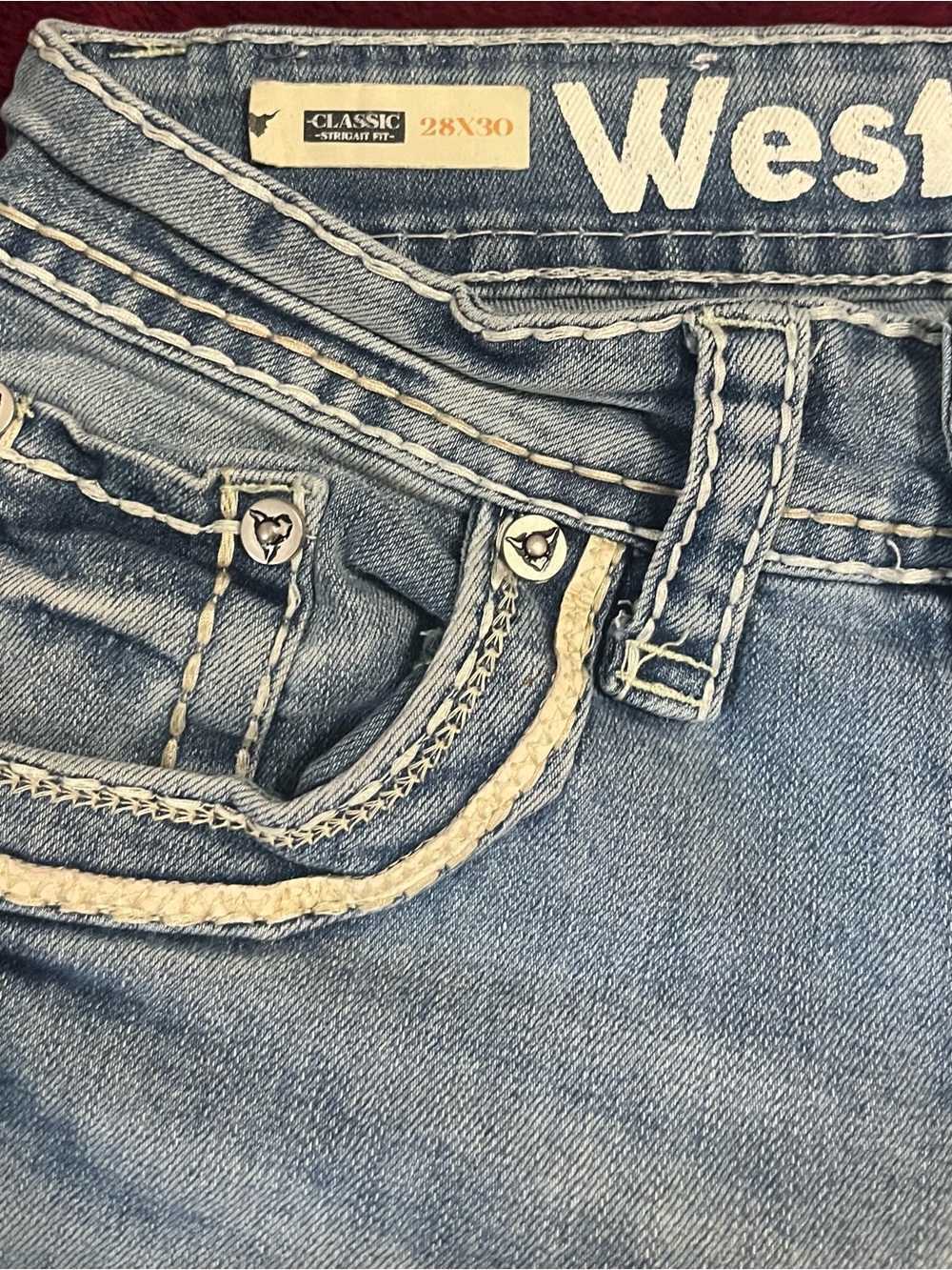 Men’s Light Blue Straight Leg Jeans - Picture 6 of 11